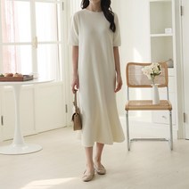 여자 봄니트 반팔 울니트 홀가먼트 박시 롱원피스