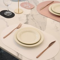 인부티크 방수 가죽 식탁 테이블 매트 컵받침 세트 12종, 화이트