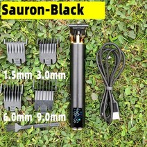T9 0mm 전문 헤어 클리퍼 수염 트리머 전기 충전식 남성 면도기 이발사 커팅 머신, [12] Black Ceramic