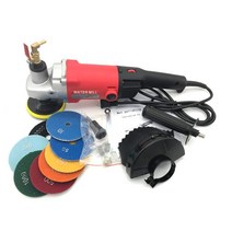 광택기 자동차 무선 폴리셔 1400w 전기 대리석 화강암 습식 그라인더 핸드 워터 밀 가변 속도 c/w 7 피스, [01] 220v eu plug  7 pads