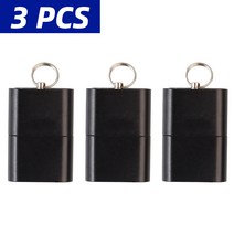 3-1Pcs 초박형 미니 알루미늄 합금 480 Mbps USB 2.0 T 플래시 TF 마이크로 SD 메모리 카드 리더 어댑터 (TF 없음), 블랙 3pcs