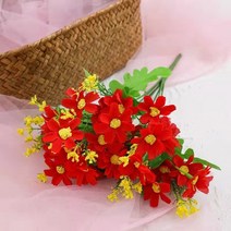 행잉화분걸이 행잉걸이 걸이화분 데이지 작은 신선한 플라스틱 꽃 인공 국화 분재 화분 풍경 홈 장식, 05 Red