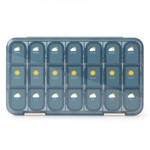 7 Days Pill Organizer 주간 알약 상자 의학 주최자 정오 여행 비타민 케이스 노인을위한 상자 패키지, 3 그리드 블루, 협력사