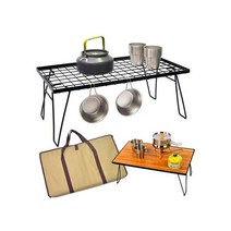[roder] 다용도 접이식 메쉬 아이언테이블+우드상판+전용가방 풀세트 캠핑 낚시 가정용 테이블 BBQ, 선택완료