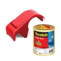 스카치 포장용 박스 테이프 디스펜서 DP-300RD + 포장용 테이프 3625V 투명 48mm × 25m 3p 세트, 혼합 색상, 5세트