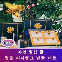 천연 꿀 선물세트 (300gx4세트) 벌집꿀 효능 토종 벌꿀 프로폴리스 아카시아, 천연 벌집꿀 선물세트 (300gx4세트)