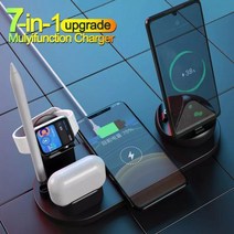 무선 충전기 3in1 애플워치 에어팟 아이폰 스탠드 스마트폰, CHINA, 6in1-Black