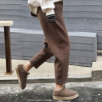 WAWAMOM(특허브랜드) 빅사이즈 여성 모직 정장 배기팬츠 추동 기모 똥싼바지 와이드 배기 통바지 BDA27hj