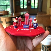 스타벅스 캐릭터 곰돌이 실리콘 비말 머그컵 뚜껑, 레드캐슬 11.5cm
