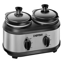Chefman RJ15-125-D Double Slow Cooker Buffet Server with 2 Removable 1.25 Qt. Oval Crocks Pot Inse, 1
