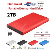 CARAELE 대용량 외장하드 SSD USB3.0 고속저장 이동식 저장장치, 2TB, 파란색