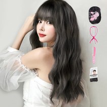 가발위드 통가발 바스카 + 가발 걸이 1개 + 빗 1개 + 가발망 1개 세트 상품, 블랙브라운, 1세트