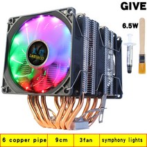 LGA X79 X99 쿨러 Cpu RGB 인텔 Amd 프로세서 방열판 6 히트 파이프 90mm 3 핀 팬 라디에이터 냉각 775 1155 1366 Am3 Am4, [13] 3 FAN, [04] 4PIN (LGA X79 X99)
