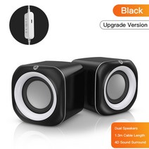 스피커 사운드바 컴퓨터스피커 블루투스스피커 pc스피커사운드바 pc사운드바 usb computer speaker for laptop pc subwoofer 유선 음악 플레이어, 협력사, 검은 색