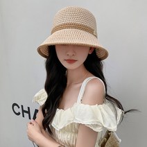 헬러나 지사 밀짚 여름 니트 벙거지 짜임 버킷햇 모자