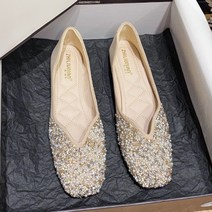 여성 반짝이 단화 빅사이즈 스타일리쉬 플랫슈즈 하늘비즈 C11 O115S161