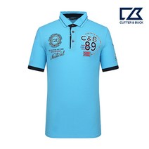 커터앤벅 남성 프린팅 자수 카라 반팔 티셔츠 12-162-101-52-63