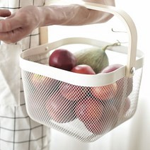 이케아철제바구니 리사토르프 바스켓 철망 다용도 수납 바구니 우드손잡이, 화이트