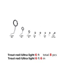 낚시대 NooNRoo 키트 송어 낚시대 울트라 라이트 6 낚시대 가이드 세트 키트 SIC 링 스테인레스 스틸 가이드 DIY 낚싯대 액세서리, 다크 그레이