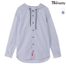 남성 오버핏 후드 스트라이프 셔츠(T191SH200P)