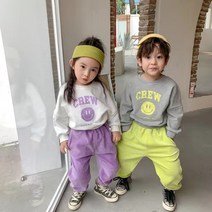 유니콘아동복 아동 스마일 상하추리닝 세트 아동 CREW 상하세트 부드러운 골덴바지 상하세트 (3~8세)