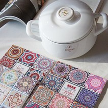 cocooning Persian 논슬립 도자기 코르크 사각 냄비받침, 1Ea, 러브라이프