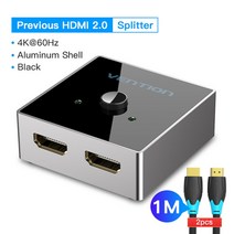 컴퓨터 모니터 vention hdmi splitter 4k 60hz hdmi 스위치 2, 2pcs hdmi 케이블로, 1-HDMI 2.0