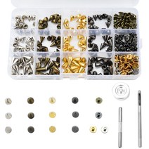나사 캡이 있는 원뿔 스파이크 가죽 리벳 펀칭 고정 공구 7mm x 9/10/14mm 4색상 180세트 아연 합금 보석류 벨트백 가죽 공예 의류 신발용