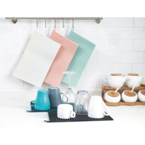 라이프스타일101 다용도 실리콘 테이블 매트 드레인, 가로 33cm X 세로 18cm, 다크그린