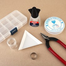 비즈아이 [9-988]초보자공구세트Light(7종구성) (평집게 삼각접시 작업반지 브러쉬 우레탄사 비즈통/소 케이스(10칸)) [1세트]