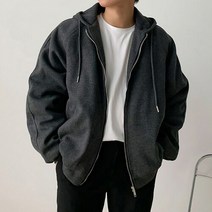 겨울 모직 후드 숏 패딩 점퍼 / 블랙 스톤 차콜