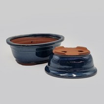 타원형 분재 화분 Y-068 2속 분재분 유약분, M 단품