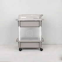 큐브 이동식 수납 정리함, 2단(일반형), 브라운