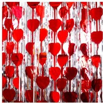 파티은박커튼(레드)-하트