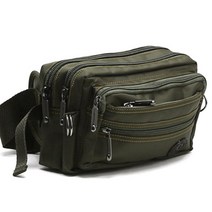 캠핑룩 밀리터리컬러 스티치장식 사각 힙색 웨이스트백 아버지선물, 카키