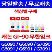 캐논정품잉크 GI-90 무한 잉크 색상별 구매 PIXMA G7090 G6090 롯데캐논 프린팅 G7091 카트리지 데스크젯 팩스기 G7090잉크 G6091, 1개입, GI 90 빨강 정품잉크