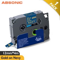 한글타자기 옛날타자기 타자기키보드 absonic 12mm 새틴 리본 테이프 형제 카세트, 네이비에 골드, 18mm
