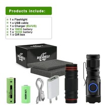 200000 루멘 가장 강력한 미니 전술 led usb xpg3 led 토치 방수 18350 또는 18650 배터리 충전식, HD509E1-BOX1, 은
