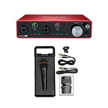 FOCU 포커스라이트 스칼렛 4I4 3세대 192KHz USB 오디오 인터페이스 번들 마이크 케이블 케이스 포함