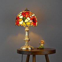 LED 단 스탠드 메라 1등 스테인 글라스 테이블조명, 앤틱