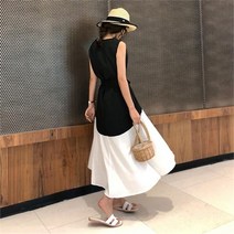 무드무드 배색 쉬폰 롱 나시 원피스