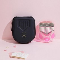 17 키 칼림바 엄지 피아노 고양이 발 휴대용 투명 아크릴 MBIRA 튜닝 해머 가방 SANZA 키보드 악기, Pink