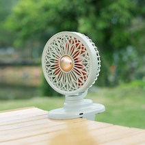 소싱 썬플라워 미니 클립형 선풍기 휴대용 USB 충전식 무선 집게용 유모차선풍기, 그린