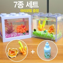 산호초 마리모 세트 7종 마리모밥 증정, 산호초02＋블랙블럭[그레이] ＋ LED 전구＋5ml밥