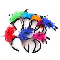 아이케이 삼바깃털 깃털 헤어밴드 머리띠 놀이공원 할로윈 파티, 1개, 삼바깃털 깃털 헤어밴드(그린)