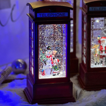 샬몽스델리 전화부스 오르골 크리스마스 워터볼 LED 무드등 뮤직박스, 눈사람(2102B)