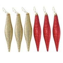 6pcs 반짝이 셔틀 펜던트 장식 매달려, 플라스틱, 레드 골든