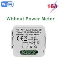 투야 스마트 와이파이 스위치 모듈 16A 전력계 2 웨이 제어 알렉사 구글 홈 Yandex alice와 함께 작동, 01 without power meter