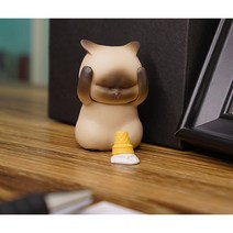 고양이미니어쳐 고양이홈데코 고양이피규어 미니어처 램토이 고뇌하는 작은 고양이 미니어쳐, 아이스크림, 그레이
