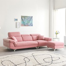 서광퍼니처 에이든 아쿠아텍스 패브릭 4인용 소파 sk, 에이든 4인_로즈핑크 (스툴포함)